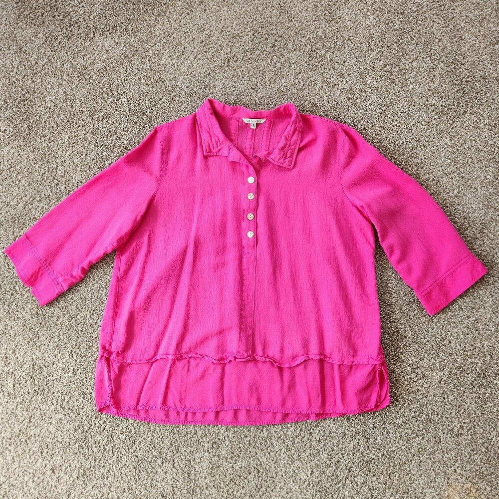 John Mark Hot Pink Button-Front Blouse